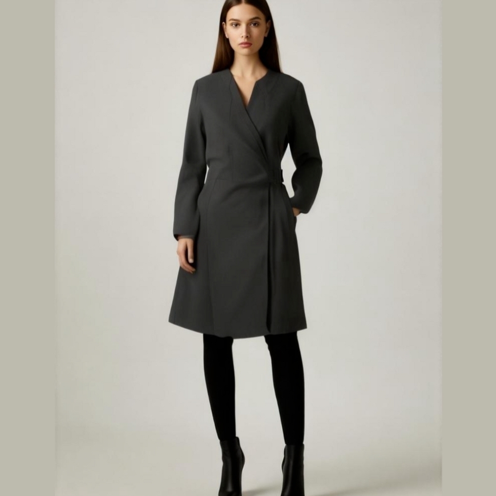 Kate Spade Saturday Black Trench Coat Wrap Professional Sz S
